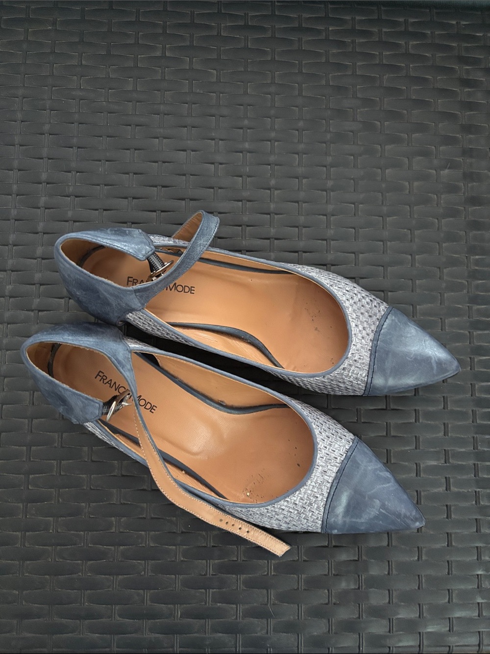 Franco Sarto Blue Pointed-Toe Mary Jane Heels